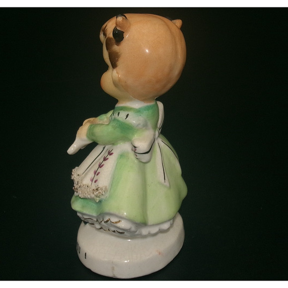 Vintage Ucagco Girl Green Dress “Lonsome for You" Valentine Figurine Japan RARE - Picture 8 of 14